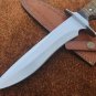 AN CUSTOM HANDMADE D2 STEEL FULL TANG 13" HUNTING KNIFE WITH RAM HORN HANDLE
