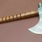 AN Damascus Axe Custom Handmade 18'' Beautiful Smoke Pipe With Wood Handle Axe