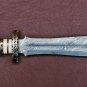 AN CUSTOM HANDMADE DAMASCUS STEEL 15" HUNTING KNIFE DAGGER WITH BONE HANDLE