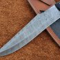 AN CUSTOM HANDMADE DAMASCUS STEEL 16" HUNTING KNIFE WITH WOOD AND HORN HANDLE