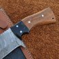 AN CUSTOM HANDMADE DAMASCUS STEEL 16" HUNTING KNIFE WITH WOOD AND HORN HANDLE