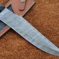AN CUSTOM HANDMADE DAMASCUS STEEL 16" HUNTING KNIFE WITH WOOD AND HORN HANDLE