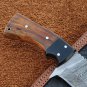 AN CUSTOM HANDMADE DAMASCUS STEEL 16" HUNTING KNIFE WITH WOOD AND HORN HANDLE