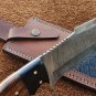 AN CUSTOM HANDMADE DAMASCUS STEEL 16" HUNTING KNIFE WITH WOOD AND HORN HANDLE