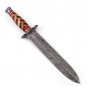AN CUSTOM HANDMADE DAMASCUS STEEL 13" HUNTING KNIFE WITH BEAUTIFUL WOOD HANDLE