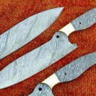 AN CUSTOM HANDMADE DAMASCUS STEEL 12" CHEF KNIFE BLANK BLADE WITH BRASS BOLSTER