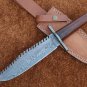 AN CUSTOM HANDMADE DAMASCUS STEEL 13" HUNTING KNIFE WITH WOOD HANDLE