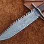AN CUSTOM HANDMADE DAMASCUS STEEL 13" HUNTING KNIFE WITH WOOD HANDLE
