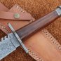AN CUSTOM HANDMADE DAMASCUS STEEL 13" HUNTING KNIFE WITH WOOD HANDLE