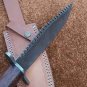 AN CUSTOM HANDMADE DAMASCUS STEEL 13" HUNTING KNIFE WITH WOOD HANDLE