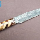 Handmade Damascus Steel Hunting Bowie Knife With Rose Wood And Olive Wood Handle