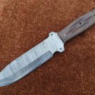 AN CUSTOM HANDMADE DAMASCUS STEEL 11" HUNTING KNIFE WITH MICARTA HANDLE