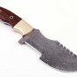 AN CUSTOM HANDMADE DAMASCUS STEEL 10" HUNTING TRACKER KNIFE WITH WOOD HANDLE