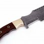 AN CUSTOM HANDMADE DAMASCUS STEEL 10" HUNTING TRACKER KNIFE WITH WOOD HANDLE