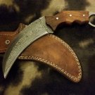 KNIFE CUSTOM KNIFE DAMASCUS STEEL 10" KARAMBIT HUNTING KNIFE WITH WOOD HANDLE