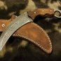 KNIFE CUSTOM KNIFE DAMASCUS STEEL 10" KARAMBIT HUNTING KNIFE WITH WOOD HANDLE