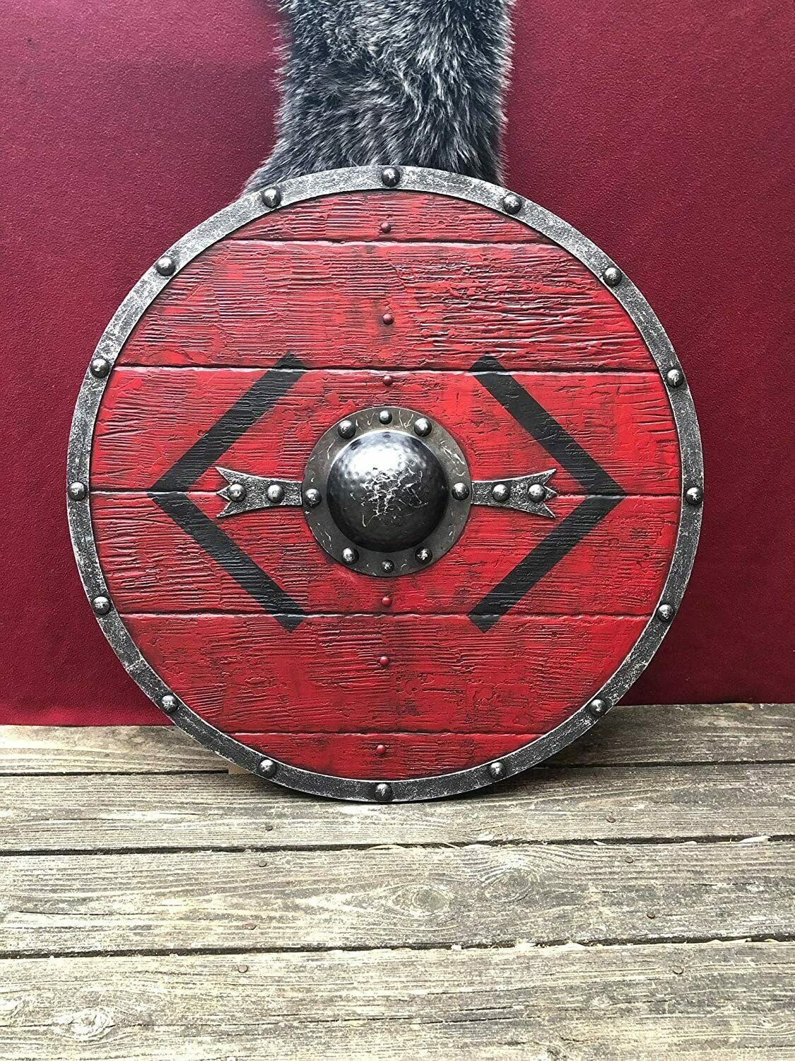 CUSTOM HANDMADE IRONSIDES BATTLEWORN VIKING SHIELD HANDMADE WOOD
