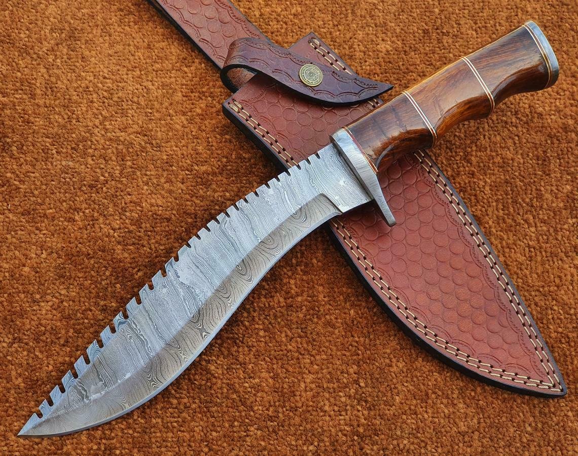 KNIFE CUSTOM HANDMADE DAMASCUS STEEL 13" HUNTING KUKRI KNIFE WITH WOOD HANDLE