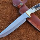KNIFE CUSTOM HANDMADE 1095 CARBON STEEL 12" HUNTING KNIFE WITH STAG HORN HANDLE