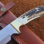 KNIFE CUSTOM HANDMADE 1095 CARBON STEEL 12" HUNTING KNIFE WITH STAG HORN HANDLE