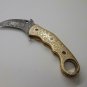 KNIFE CUSTOM HANDMADE DAMASCUS STEEL 7" HUNTING KARAMBIT KNIFE WITH BRASS HANDLE