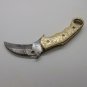 KNIFE CUSTOM HANDMADE DAMASCUS STEEL 7" HUNTING KARAMBIT KNIFE WITH BRASS HANDLE