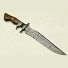 KNIFE CUSTOM HANDMADE DAMASCUS STEEL 13" HUNTING BOWIE KNIFE WITH WOOD HANDLE