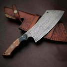 KNIFE CUSTOM HANDMADE DAMASCUS STEEL 12" CHEF/KITCHEN CLEAVER WITH WOOD HANDLE