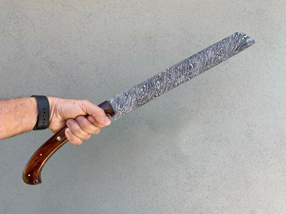 KNIFE CUSTOM HANDMADE DAMASCUS STEEL 23" HUNTING KNIFE WITH WOOD HANDLE