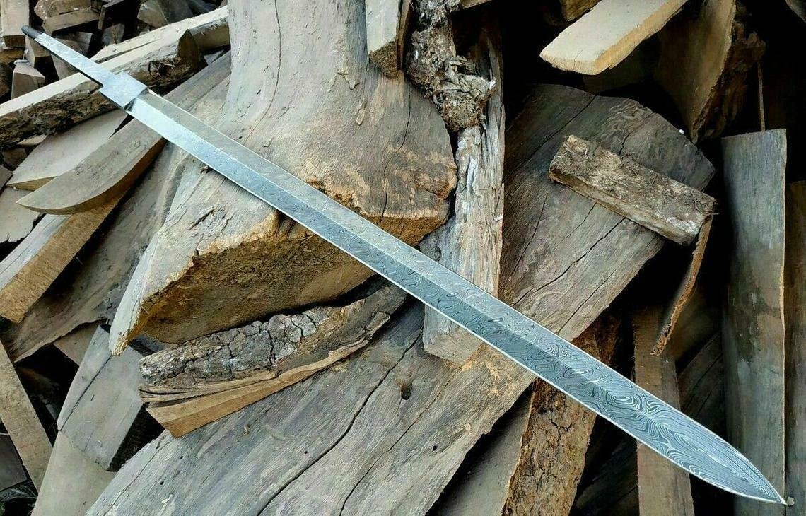 KNIFE CUSTOM HANDMADE DAMASCUS STEEL 32" HUNTING SWORD BLANK BLADE
