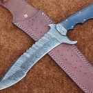 KNIFE CUSTOM HANDMADE DAMASCUS STEEL 14" HUNTING KNIFE WITH WOOD HANDLE
