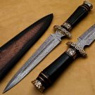 KNIFE CUSTOM HANDMADE DAMASCUS STEEL 14" HUNTING KNIFE WITH BLACK RESIN HANDLE