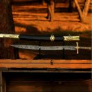 CUSTOM HANDMADE DAMASCUS STEEL 35" SWORD WITH RESIN HANDLE AND Scabbard COVER