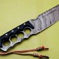 CUSTOM HANDMADE DAMASCUS STEEL 9" HUNTING TRACKER KNIFE WITH MICARTA HANDLE
