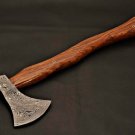 KNIFE CUSTOM HANDMADE DAMASCUS STEEL 17" HUNTING AXE WITH WOOD HANDLE