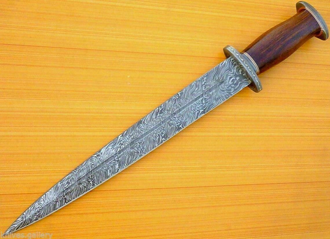 KNIFE CUSTOM HANDMADE DAMASCUS STEEL 17" HUNTING KNIFE WITH WOOD HANDLE