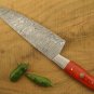 AN CUSTOM HANDMADE DAMASCUS STEEL 12" CHEF KNIFE WITH RED HARD-WOOD HANDLE