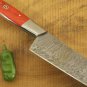 AN CUSTOM HANDMADE DAMASCUS STEEL 12" CHEF KNIFE WITH RED HARD-WOOD HANDLE