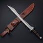 KNIFE CUSTOM HANDMADE 1095 STEEL 23" HUNTING SWORD WITH WOOD & HORN HANDLE