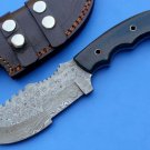 KNIFE CUSTOM HANDMADE DAMASCUS STEEL 11" HUNTING TRACKER KNIFE WITH BLACK HANDLE