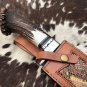 CUSTOM HANDMADE DAMASCUS STEEL 13" HUNTING KNIFE, STAG BOWIE KNIFE, EDC KNIFE
