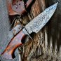 CUSTOM HANDMADE DAMASCUS STEEL 10" HUNTING KNIFE, SKINNER KNIFE, WITH WOOD HANDL