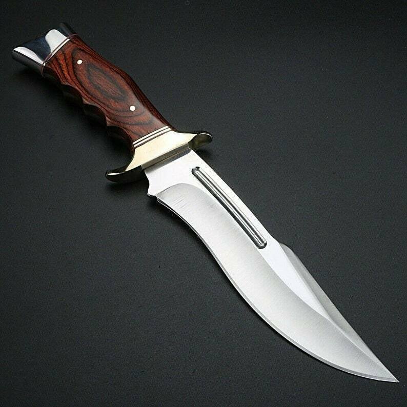 CUSTOM HANDMADE D2 STEEL 12" HUNTING KNIFE, BOWIE KNIFE, WITH WOOD HANDLE