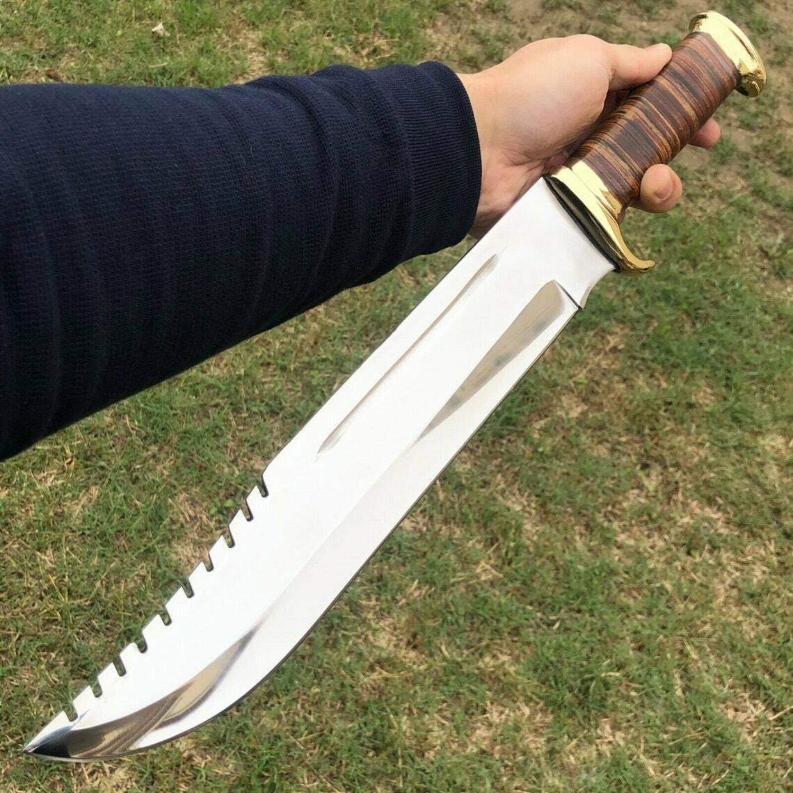 CUSTOM HANDMADE D2 STEEL 18" HUNTING BOWIE KNIFE, OUTDOOR KNIVES, EDC KNIVES
