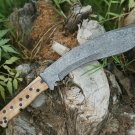 HANDMADE DAMASCUS STEEL 15" KUKRI KNIFE, HUNTING BOWIE KNIFE WITH WOOD HANDLE