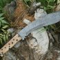 HANDMADE DAMASCUS STEEL 15" KUKRI KNIFE, HUNTING BOWIE KNIFE WITH WOOD HANDLE