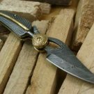 CUSTOM HANDMADE DAMASCUS STEEL 7.5" FOLDING KNIFE, SKINNER KNIFE, POCKET KNIFE