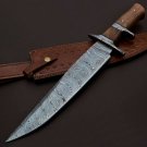 CUSTOM HAND FORGED DAMASCUS STEEL 16" HUNTING BOWIE KNIFE, OUTDOOR SURVIVALKNIFE