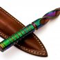 CUSTOM HAND FORGED DAMASCUS STEEL 10" TRI DAHHER MULTI COLOURS TITANIUM SURVIVAL