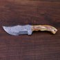 CUSTOM HANDMADE DAMASCUS STEEL 12" HUNTING KNIFE, TRACKER KNIFE WITH BONE HANDLE